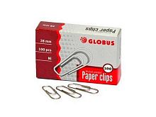 Скрепки 28мм 100шт. ГЛОБУС С28-100Н метал.,овальные,никелиров.