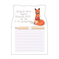 Блок для записи с карандашом КОКОС "Фокся" 253088 на магните 40л.,14*10см