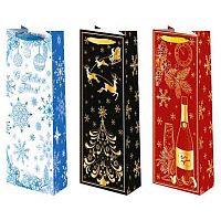 Пакет подар. Микрос 15*36см НГ Бутылка Ч54945 лам.матовый микс,фольга