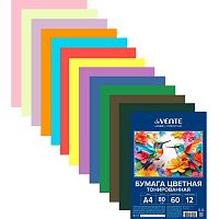 Бумага цв. двухстор. тонир. A4 60л.12цв. deVENTE 8114601 пласт.пакет,е/подвес