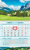 Календарь кварт. 2027г. ХАТ Соло-Люкс "Зелёные долины" 29722 1-бл.,1гр.,80г/м2,бег.,29*47см 096110