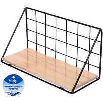 Полка подвесная "Лофт Тамбл" 980-351дерев.,метал.,чёрный,24.5*10*14см