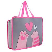 Папка пластик,с ручками А4+ КОКОС "Cats & Heart" 250927 на молн.