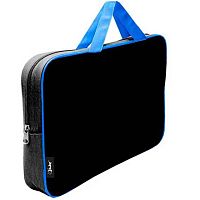 Сумка-планшет А4 ОНИКС ПМД-4-42 "Чёрный-ярко-голубой" (61797) п/э,ручка-тесьма,широк.бок