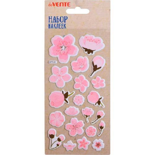Наклейки объёмные deVENTE "Sakura" 8002039 мягкие,карточка 9*17,5см