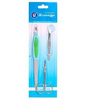 Набор маникюрный "Ultramarine" 3предм. (пилка метал.,ножницы,пинцет) 865-405 блист.