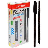 Ручка масл. шар. deVENTE "Чёрная с золотом" 5073435 синяя,игольч.,0,7мм,ультраглад.письмо,асс.