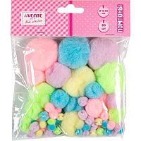 Набор д/творчества deVENTE "Помпоны" 8000551 пастельные,10-50мм,60шт.