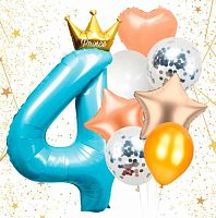 Набор шаров (8шт) "4 - Prince голубой" 574-286 латекс,фольг.