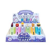 Нож канцелярский 12мм КОКОС "Фастфуд" 252406 фиксатор,асс.