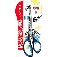 Ножницы 21см deVENTE "Tattoo"4091802 двухцв.прорезин.кольца,протрав.гравир.на лезвиях,карт.блист.