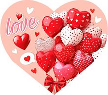 0.4-06-14188 Открытка LOVE (20шт) (блёстки,сердце) (МО)