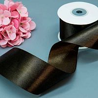 Лента 5,0см*22,85м атласная тёмный шоколад(чёрная) Микрос ч37983