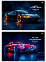 Альбом для рис.20л. Проф-Пресс "Спортивные автомобили-4" 20-7206 бл.-офс.,на скобе,асс.