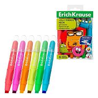 Мелки гелевые  6цв. EK Jolly Friends "Neon" 65540 ПЭТ-бокс,е/подвес