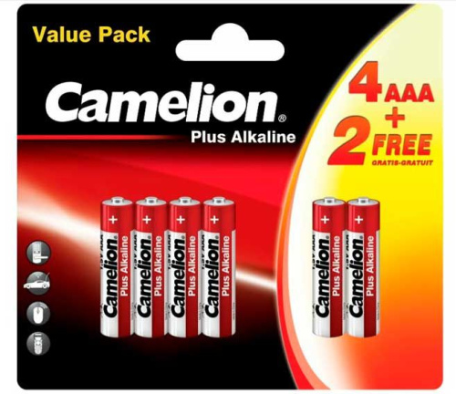 Батарейка Camelion LR03 Plus Alkaline 4+2 (4+2LR03-BP,1.5В)