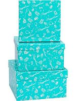 Коробка подар. 3в1 Миленд "Поздравляю. Тортики" квадрат. КОР-2851 (19,5*19,5*11-15,5*15,5*9см)