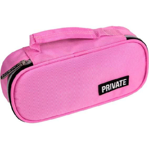 Пенал-косметичка deVENTE 210*100*60 "Private" 7023463 розовый,овал,с ручкой,аппл.