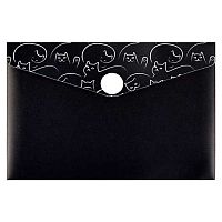 Папка-конверт на кнопке А7 ФЕНИКС "Коты" 59392 пластик,180мкм,чёрный