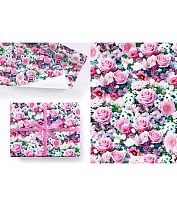 Бумага упак. 100*70см Микрос "Цветы Лиловые розы" (1лист в рулоне) Ч44783_1 глянц.,80гр/м2