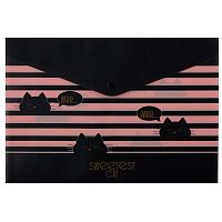 Папка-конверт на кнопке А4 КОКОС "Sweetest cat" 251419 с рис.,тисн.фольг.,0,18мм