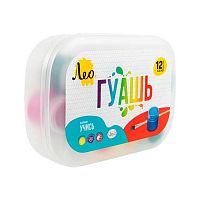 Гуашь 12цв. 20мл. Лео "Учись" LNGB-12 пластик.контейнер