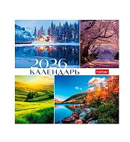 Календарь-домик настол. 2026г. ХАТ Квадрат "Времена года" 33371 спираль,10,1*10,1см,мел.бум.115г/м2
