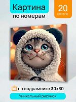 Раскраска по номерам на холсте Рыжий кот "Кот в костюме панды" 30*30см ХК-7317 с красками
