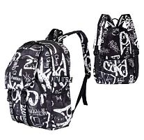 Рюкзак подростковый SANVERO BP33003 чёрно-белый 43*30*15см 1отд.,водоотталк.нейлон