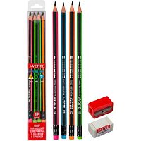 Карандаш ч/гр. пластик. deVENTE "Триолино" 5030422 (12шт) HB,трёхгр.корп.+ластик+точилка